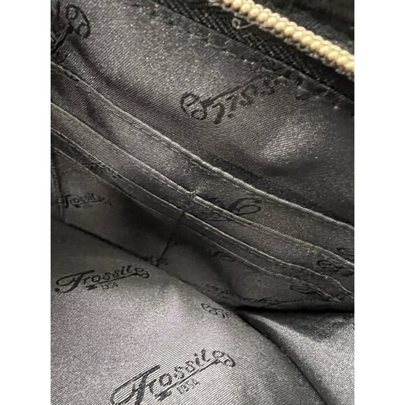 Vtg Fossil 1954 75082 Black Genuine Leather Adjustable Shoulder Bag Purse Charm - Picture 10 of 10